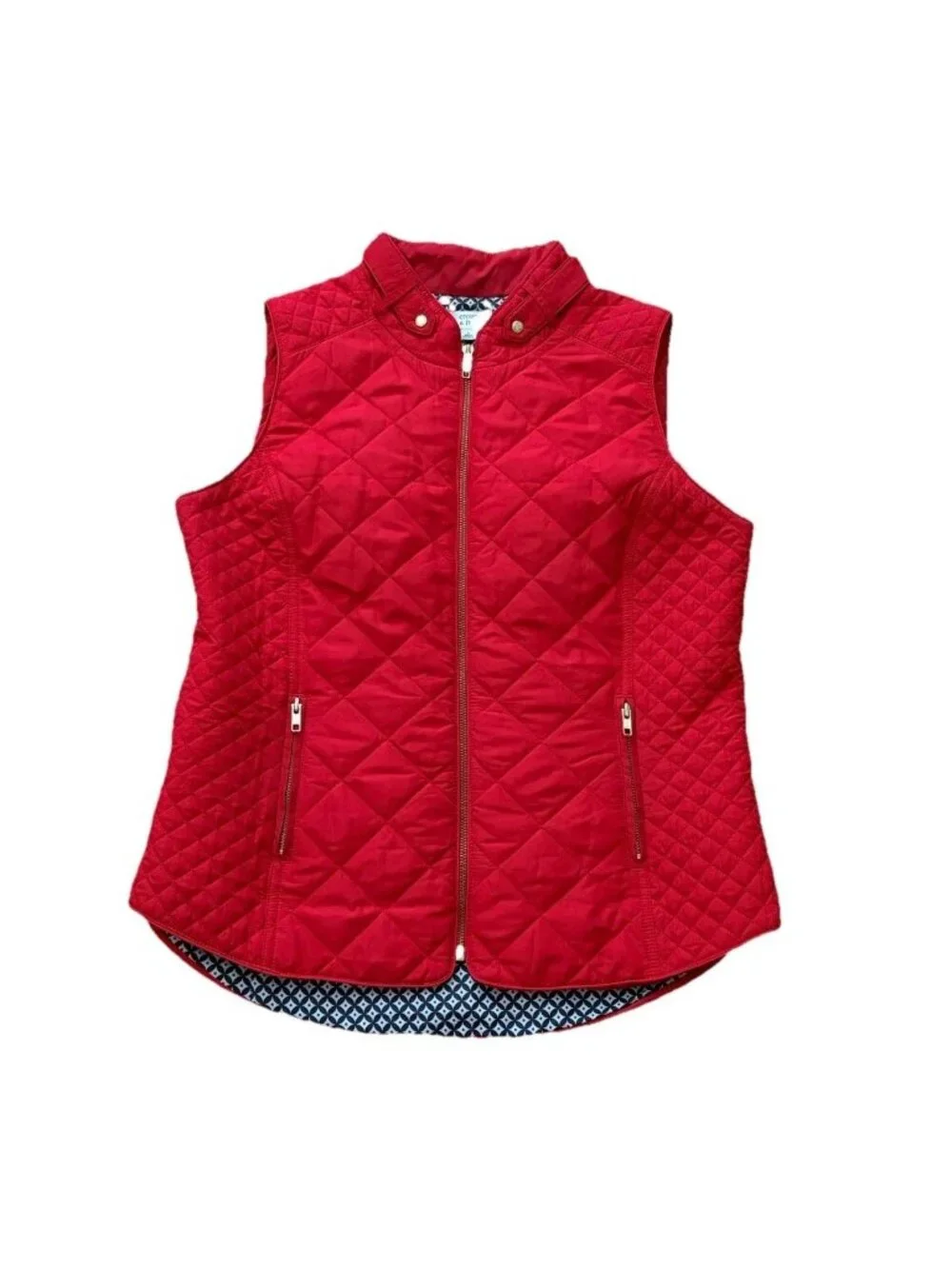 Crown & Ivy Women’s Large Red Quilted Zip Up Vest